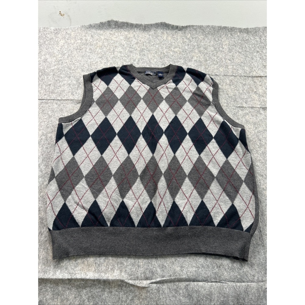SADDLEBRED Men's Black/Gray Argyle Sweater Vest - Size‎ XLT
